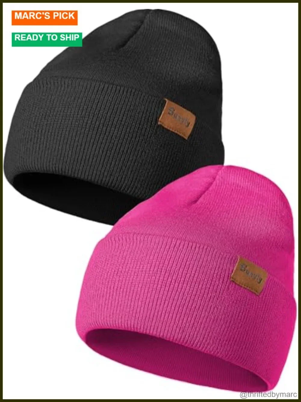 Knit Winter Beanie Hat for Men Women, Warm Skull Stocking Cap, Striped Cuffed